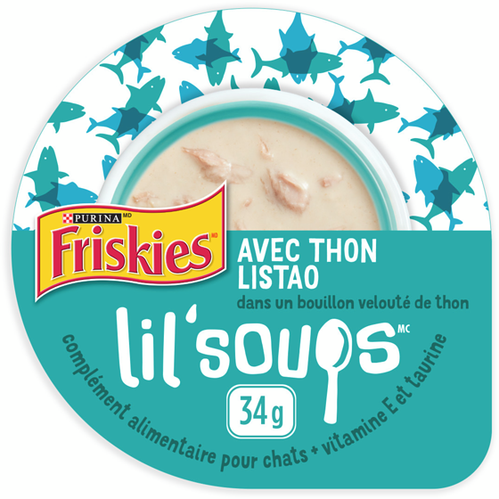 Purina Friskies lil' soups gâteries pour chats thon listao 34 g, 4,38 $/100g