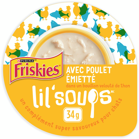 Purina Friskies lil' soups gâteries pour chats poulet émietté 34 g, 4,38 $/100g