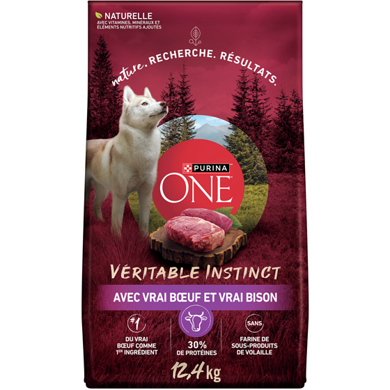 Purina ONE véritable instinct bœuf et bison, nourriture sèche pour chien 12.4 kg, 0,40 $/100g
