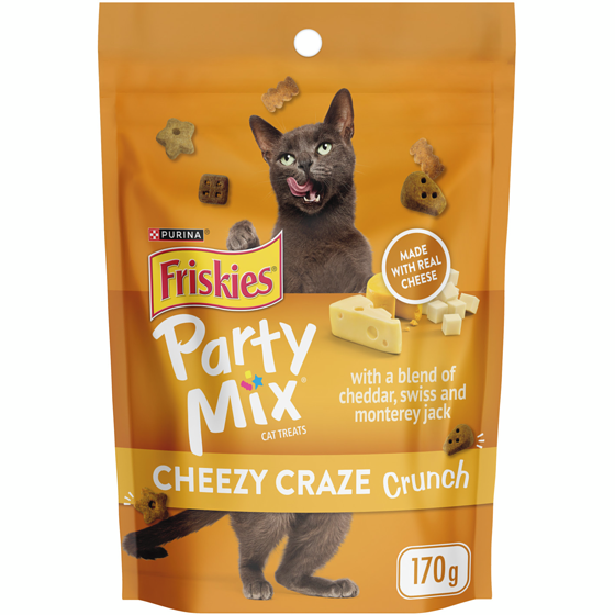 Purina Friskies Party Mix Cheezy Craze Crunch with Real Cheese, Cat Treats 170 g, $2.05/100g