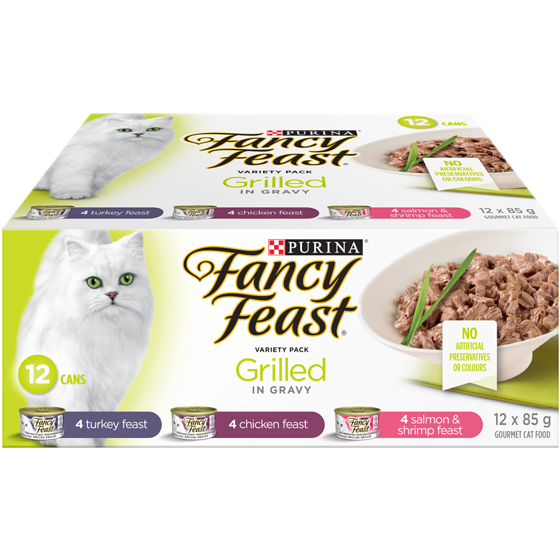 Purina Fancy Feast Grilled in Gravy Variety Pack Poultry & Seafood, Wet Cat Food 1.02 kg, $1.27/100g