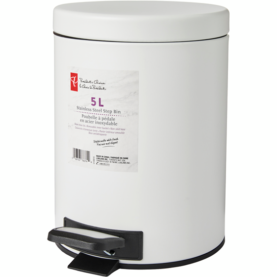 President's Choice 5 L Stainless Steel Step Bin 1 ea, $17.00/1ea