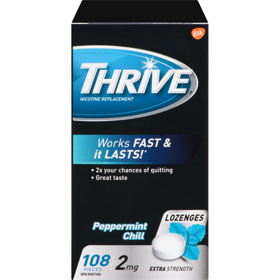 Thrive Lozenges Nicotine Replacement Peppermint Chill Extra Strength 2 Mg 108 ea, $0.44/1ea