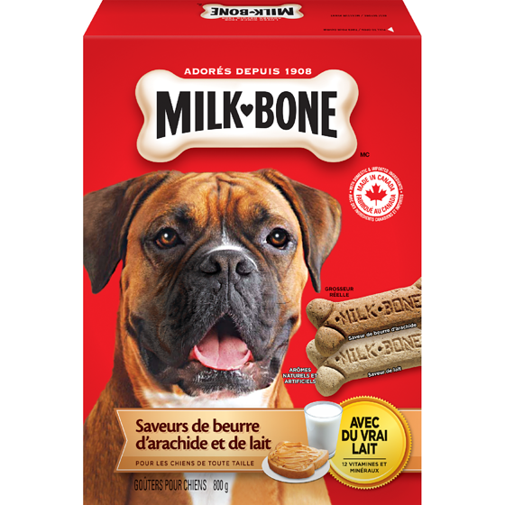 Milk-Bone Biscuits pour chiens, lait et beurre d'arachides 800 g, 0,69 $/100g