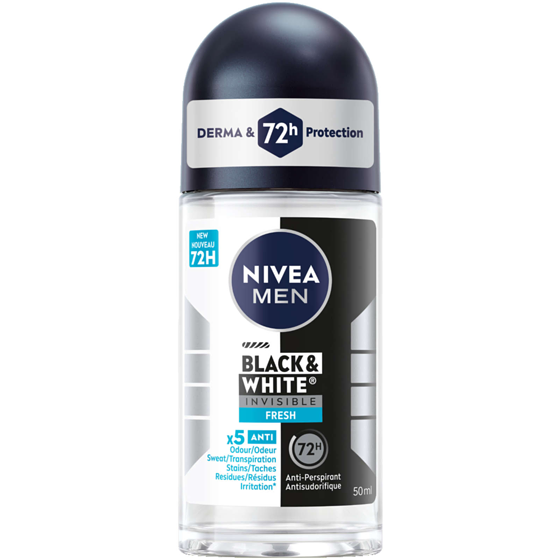 Nivea Black & White Invisible Roll-On 72-Hr Antiperspirant Deodorant, Fresh 50 ml, $9.98/100ml