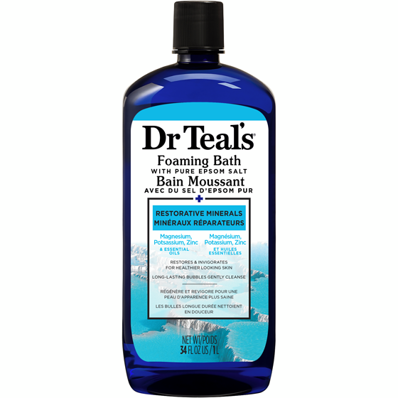 Dr. Teal's Foaming Bath With Pure Epsom Salt, Restorative Minerals 1000 ml, $1.12/100ml