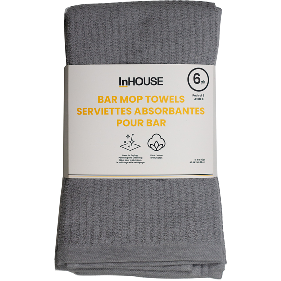 InHouse 6 Pack Bar Mop Towels Light Grey 6 ea, $1.33/1ea