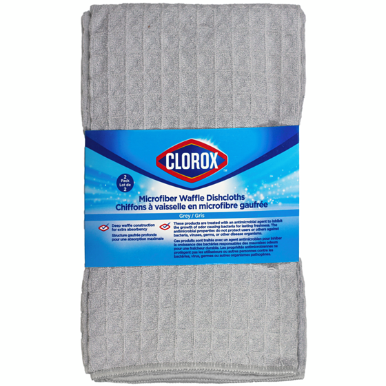 Clorox 2 Pack Microfiber Deep Waffle Dishcloth Gray 2 ea, $7.50/1ea