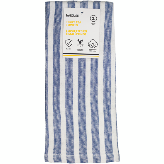 InHouse 2 Pack Terry Tea Towel Blue 2 ea, $3.50/1ea