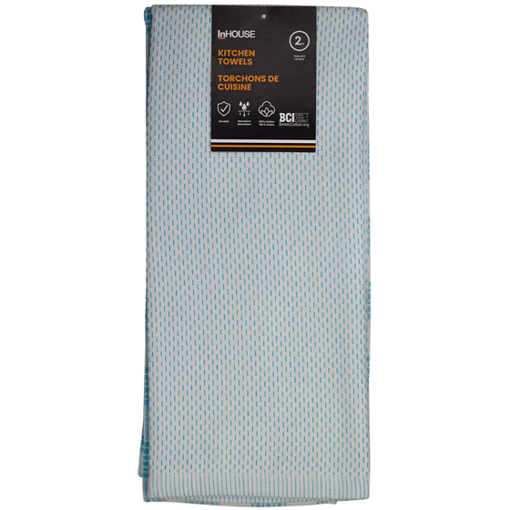 InHouse Premium 2 Pack Kitchen Towels Basketweave Cyan 2 ea, $4.50/1ea