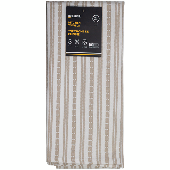 InHouse Premium 2 Pack Kitchen Towels Basketweave Tan 2 ea, $4.50/1ea