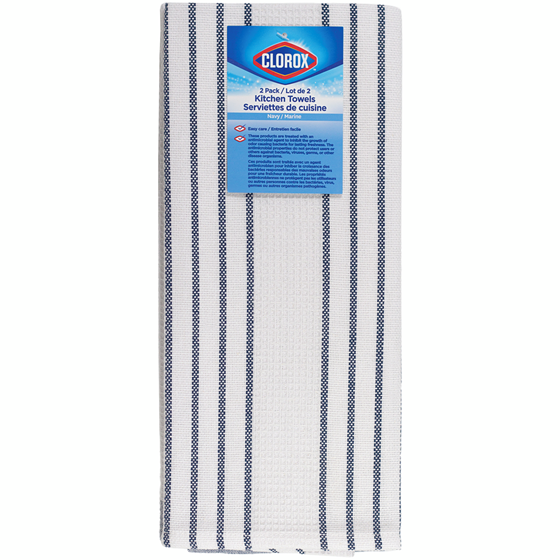 Clorox 2 Pack Flat Weave Waffle Kitchen Towel Navy 2 ea, $7.50/1ea