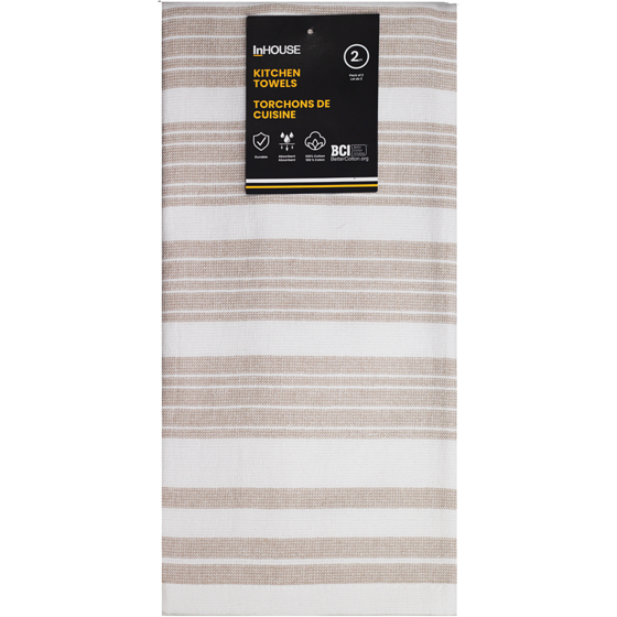 InHouse Premium Lot De 2 Torchons En Coton Tissé Éponge Tan 2 ea, 5,00 $/1ch