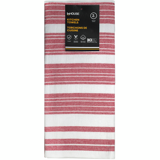 InHouse Premium 2 Pack Cotton Woven Terry Tea Towels Red 2 ea, $3.75/1ea