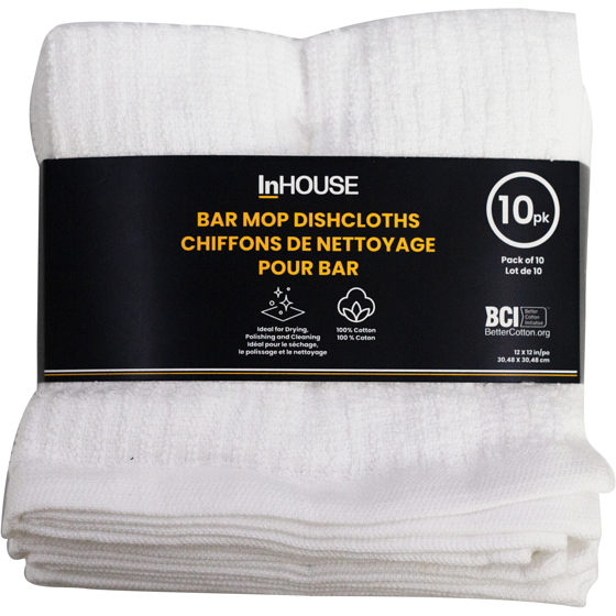 InHouse Bar Mop Dishcloths White, 10 pack 10 ea, $0.90/1ea