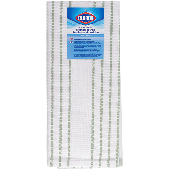 Clorox 2 Pack Flat Weave Waffle Kitchen Towel Sage 2 ea, $7.50/1ea