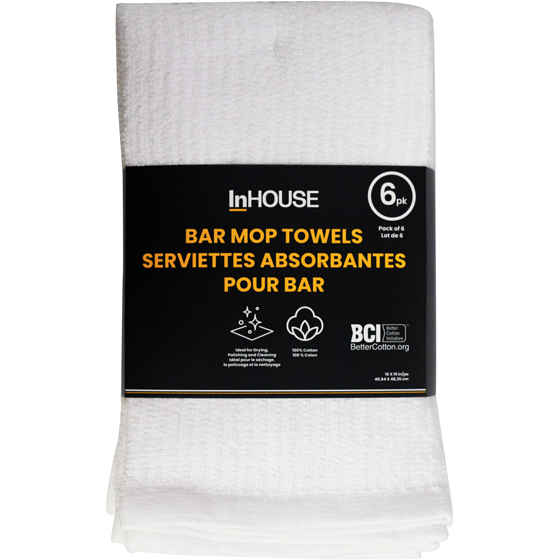 InHouse Premium Ensemble De 6 Serviettes De Vadrouille Blanche 6 ea, 2,00 $/1ch