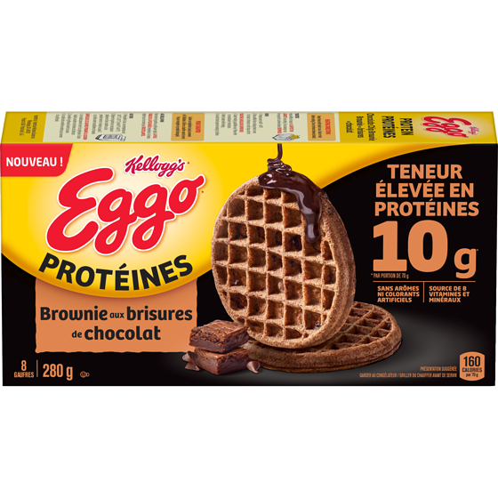 Kellogg’s Eggo Protéines gaufres brownie aux brisures de chocolat 280 g, 2,50 $/100g