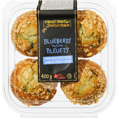 Délices du Marché Muffins aux bleuets 400 g, 1,25 $/100g
