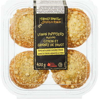 Farmer's Market Lemon Poppyseed Muffins 400 g, $1.50/100g