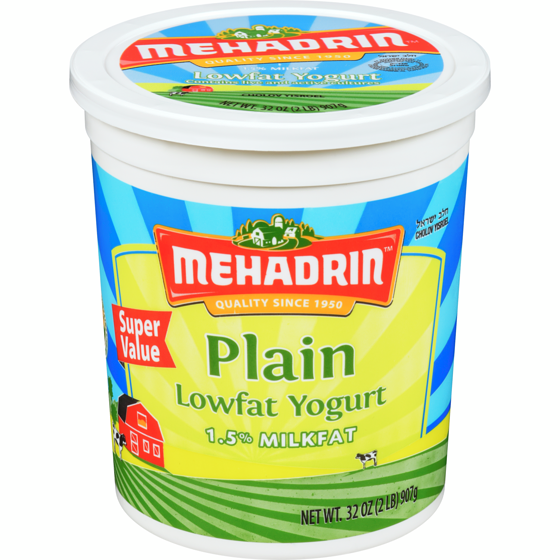 Mehadrin Lowfat Yogurt Plain 1.5% Milkfat 907 g, $1.32/100g