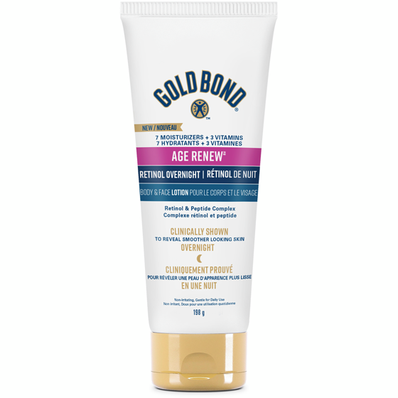 Gold Bond Age Renew Rétinol de nuit lotion pour le corps et le visage 198 g, 10,10 $/100g