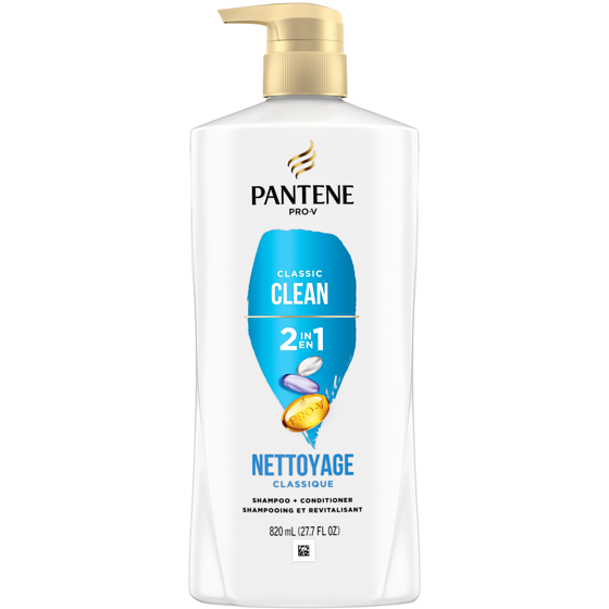 Pantene Shampooing et revitalisant 2en1 Nettoyage classique 820mL/27,7OZ LIQ. 820 ml, 1,71 $/100ml