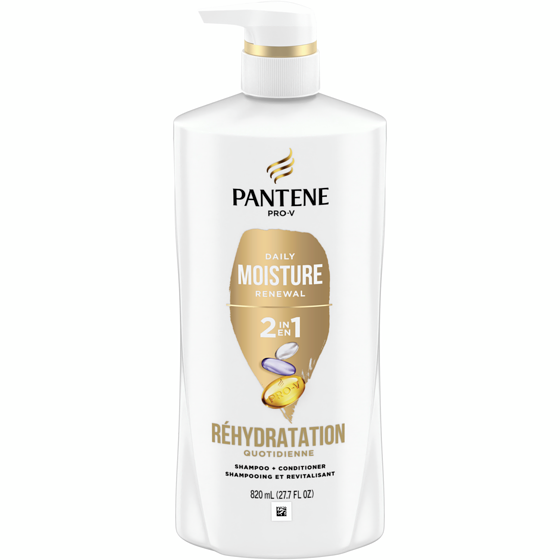 Pantene Shampooing et revitalisant 2 en 1 Réhydratation quotidienne 820 ml, 1,83 $/100ml