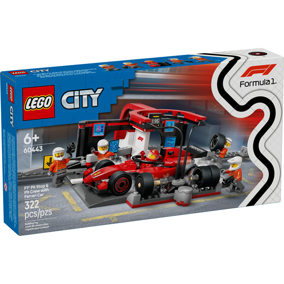 LEGO City Formula 1 F1® Pit Stop & Pit Crew with Ferrari Car 60443 1 ea, $40.00/1ea