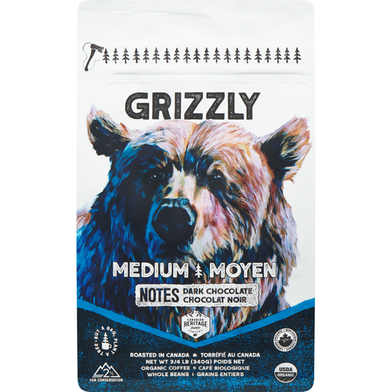 CANADIAN HERITAGE ROASTING COM Organic Coffee Grizzly Medium 340 g, $5.29/100g