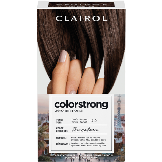 Clairol Colorstrong 100% Gray Coverage Dark Brown 4.0 Barcelona 1 ea, $18.99/1ea
