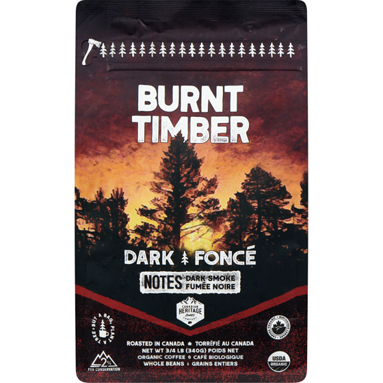 CANADIAN HERITAGE ROASTING COM Organic Coffee Burnt Timber Dark 340 g, $5.29/100g