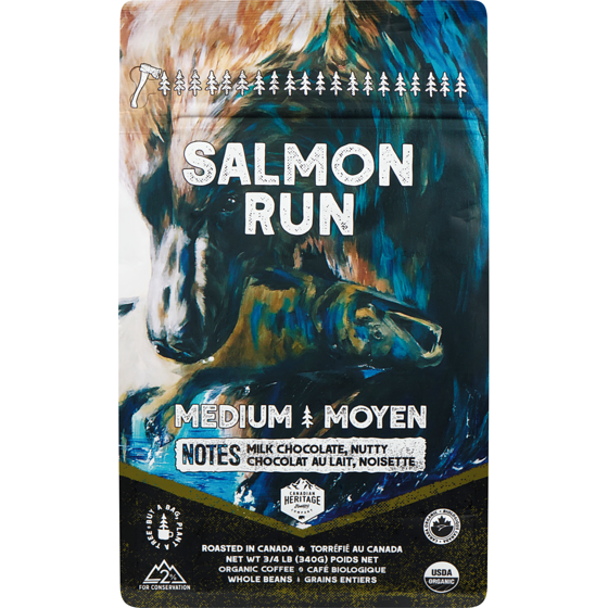 CANADIAN HERITAGE ROASTING COM Organic Coffee Salmon Run Medium 340 g, $5.29/100g