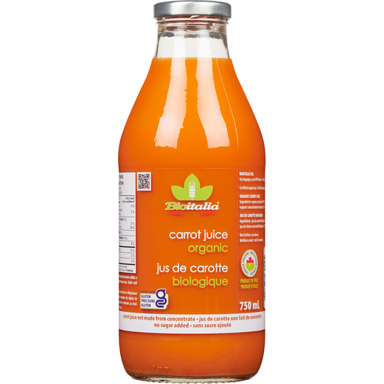 Bioitalia 100 % jus de carotte biologique 750 ml, 1,00 $/100ml