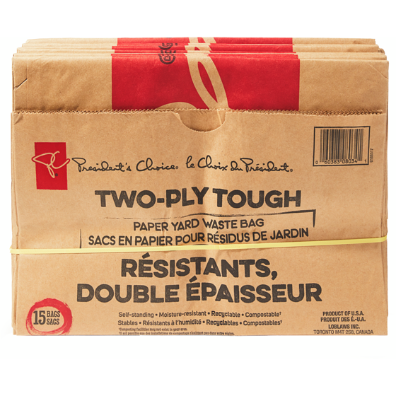 President's Choice Two-Ply Tough Paper Yard Waste Bag 15 ea, $11.00/1ea