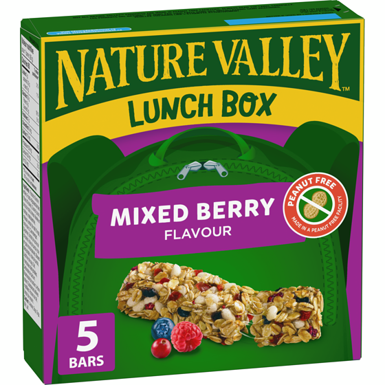 Nature Valley Lunchbox Granola Bars, Mixed Berry, Kids Snacks, 5 ct 130 g, $2.31/100g