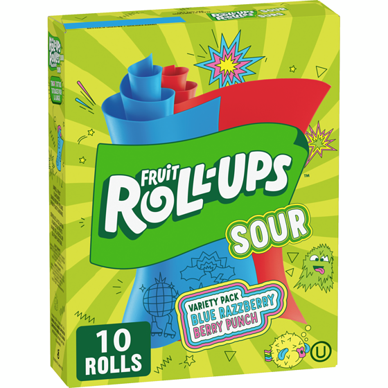 Betty Crocker Fruit Roll-ups Sour - Variety Pack Blue Razzberry ; Berry Punch , 10 Rolls 141 g, $2.33/100g
