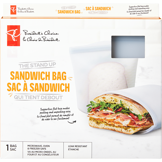 le Choix du Président Sac à sandwich qui tient debout 1 ea, 7,00 $/1ch