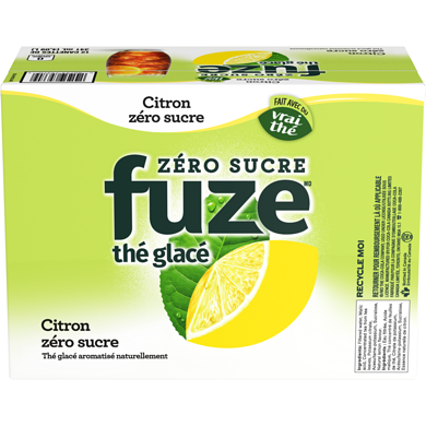 Fuze thé glacé au citron zero sucre Cannettes 12x341.0 ml, 0,20 $/100ml