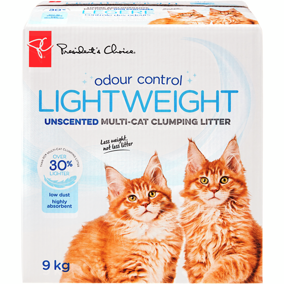 President's Choice Unscented Lightweight Multi-Cat Clumping Litter 9 kg, $0.22/100g