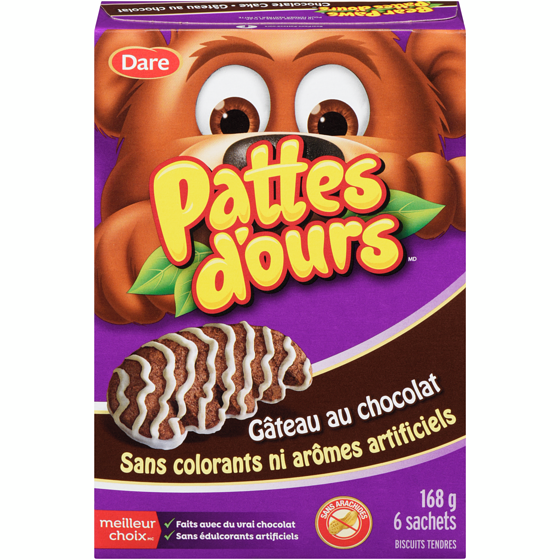 Dare Gâteau au chocolat pattes d'ours 168 g, 2,97 $/100g