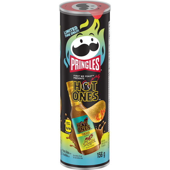 Pringles Hot Ones Potato Chips Verde Flavour 156 g, $1.76/100g