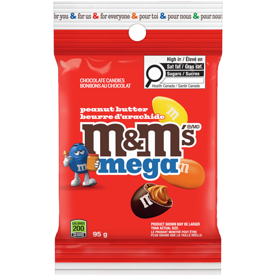 M&M's Peanut Butter Mega Chocolate Candies, Peg Bag 95 g, $3.46/100g