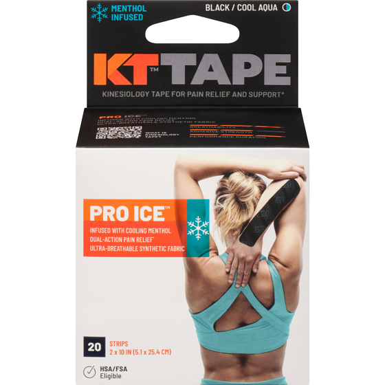 KT Tape Pro Ice Kinesiology Tape Black / Cool Aqua 20 ea, $1.65/1ea