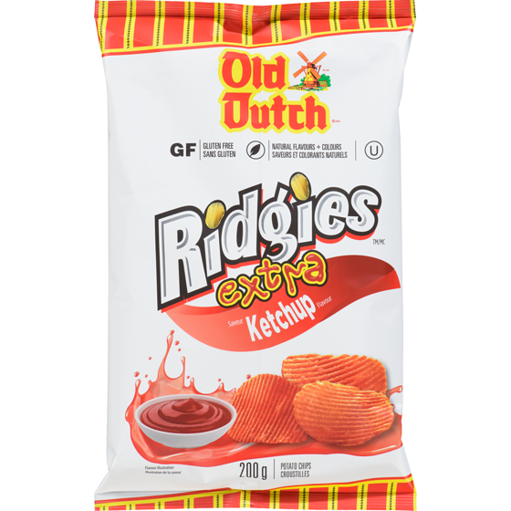Old Dutch Ridgies Potato Chips Extra Ketchup Flavour 200 g, $2.50/100g