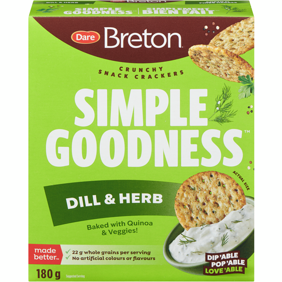 Dare Simple Goodness Crunchy Snack Crackers Dill & Herb 180 g, $2.22/100g