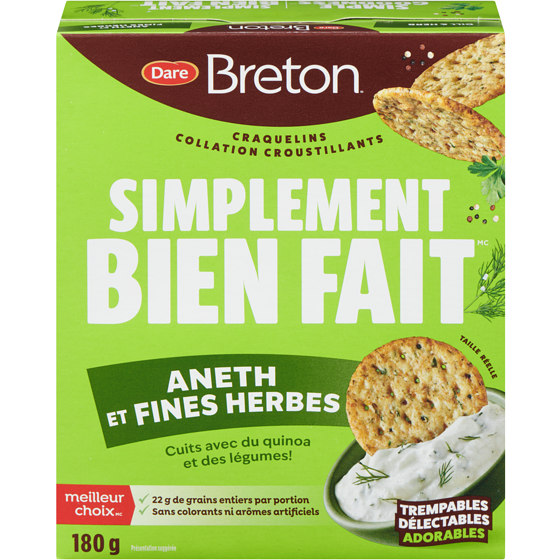 Dare Simplement bien fait craquelins collation croustillants aneth et fines herbes 180 g, 2,49 $/100g