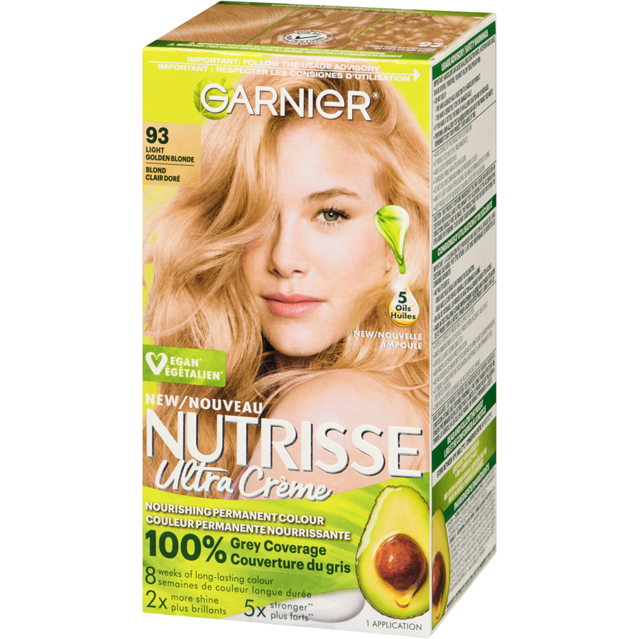 Nutrisse Ultra Crème, Permanent Hair Dye, 100% Grey Coverage Light Golden Blonde