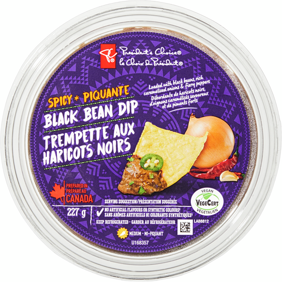 le Choix du Président Trempette aux haricots noirs piquante 227 g, 1,98 $/100g