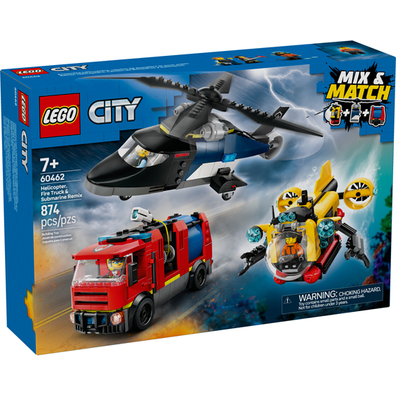 LEGO City Great Vehicles Helicopter, Fire Truck & Submarine Remix 60462 1 ea, $80.00/1ea